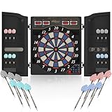 Physionics® Jeu de Fléchettes Électronique - avec Écran LED, 12 Fléchettes, 27/28 Jeux et Plus...