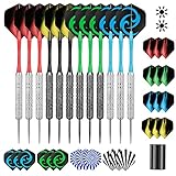 CareGames Fléchettes Pointe Acier,12 Fléchettes avec 24 Ailettes,2pcs protecteurs de vols et...