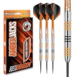 RED DRAGON Amberjack 3: 22g Fléchettes Pointes Acier avec Ailettes et Tiges de Flechettes