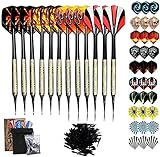 Sinwind Flechette Pointe Plastique, 12 Fléchettes avec 42 Ailettes et 100 Pointes, Set de...
