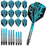 Darts Corner Harrows Rapide Fusion X Combo Kit d'ailettes et tiges de fléchettes Bleu turquoise...